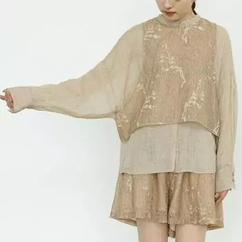 Johnature Женские рубашки в китайском стиле с длинными рукавами, летние поддельные рубашки из двух частей в стиле пэчворк в винтажном стиле One Size светло-зеленый