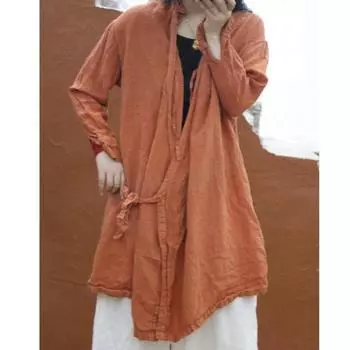 Johnature Женские рубашки в китайском стиле, винтажные блузки с однотонным принтом, весенние свободные рубашки с длинным рукавом для женщин One Size белый