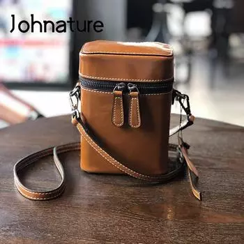 Johnature женские сумки из натуральной кожи, сумка для мобильного телефона, первый слой из воловьей кожи, женская сумка через плечо для отдыха