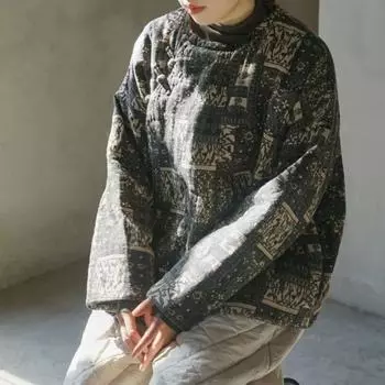 Johnature женские теплые парки в китайском стиле с круглым вырезом и длинными рукавами плюс хлопковые зимние пальто с цветочным принтом винтажная одежда парки One Size чёрный