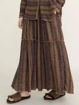 Johnature женские юбки трапециевидной формы с цветочным принтом и эластичной резинкой на талии, хлопковая мягкая одежда, осенние лоскутные винтажные женские юбки One Size кофейный