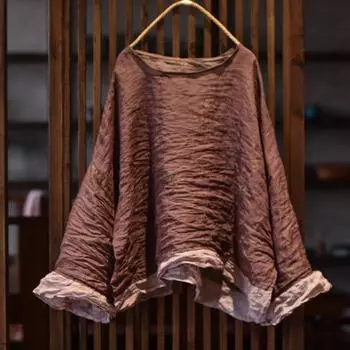 Johnature Женские весенние футболки с винтажным принтом и цветочным принтом, круглым вырезом и длинным рукавом, повседневные свободные женские футболки