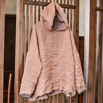 Johnature женские винтажные футболки рами с капюшоном однотонные футболки высокого качества свободная одежда с длинными рукавами осенние женские футболки One Size красный