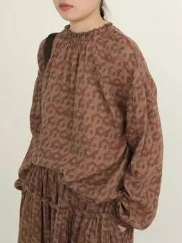 Johnature женские винтажные футболки с цветочным принтом, свободные футболки из двойного хлопка с длинными рукавами, осенние женские футболки One Size света кофе