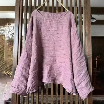 Johnature женские винтажные футболки с круглым вырезом и длинными рукавами, однотонные весенние футболки, повседневные свободные женские мягкие футболки One Size света кофе