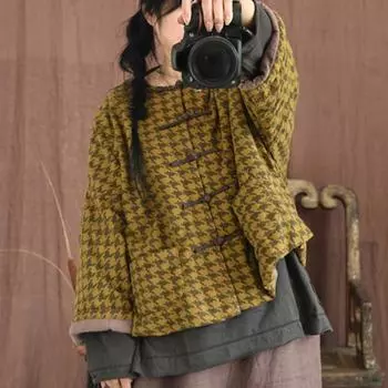 Johnature женские винтажные хлопковые льняные парки на пуговицах с девятью рукавами и круглым вырезом с цветочным принтом, зимние свободные парки в китайском стиле