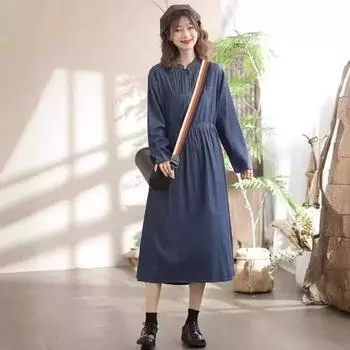 Johnature женские винтажные хлопковые платья со складками и длинными рукавами, весенние мягкие женские повседневные платья в японском стиле