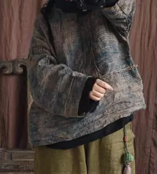 Johnature женские винтажные льняные футболки с цветочным принтом и вышивкой, весенние футболки с длинными рукавами и круглым вырезом, лоскутные женские футболки