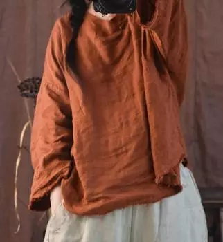 Johnature женские винтажные льняные рубашки однотонные топы с длинными рукавами осенние женские рубашки высокого качества на пуговицах блузки One Size белый