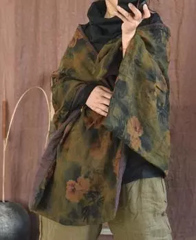Johnature женские винтажные льняные шарфы с цветочным принтом плюс хлопковая теплая шаль