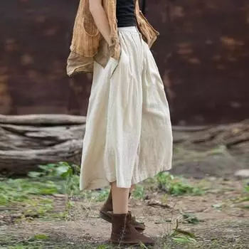 Johnature женские винтажные льняные широкие брюки свободные однотонные брюки на пуговицах летние брюки с карманами длиной до икры
