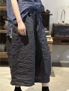 Johnature женские винтажные льняные широкие брюки с эластичной резинкой на талии, однотонные осенние брюки, женские брюки высокого качества One Size серый