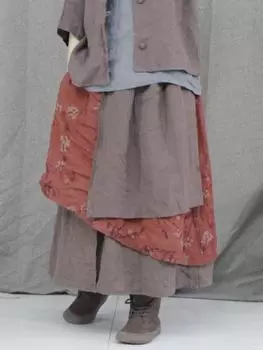 Johnature женские винтажные лоскутные юбки с цветочным принтом и эластичной резинкой на талии, льняная одежда, летние женские юбки в китайском стиле