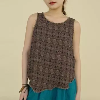 Johnature женские винтажные майки с цветочным принтом, летние топы без рукавов с круглым вырезом, двойная хлопковая одежда в китайском стиле, майка One Size света кофе