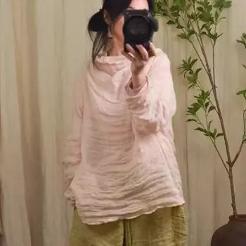 Johnature женские винтажные однотонные футболки с длинным рукавом модные весенние повседневные женские футболки One Size темно-зеленого