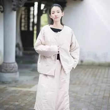 Johnature Женские винтажные однотонные зимние пальто с пуговицами One Size