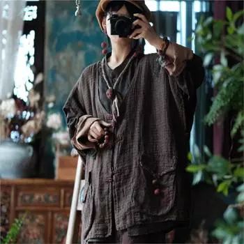 Johnature женские винтажные пальто с лоскутными карманами и v-образным вырезом в кофейную клетку, весенние свободные жилеты на пуговицах, пальто One Size