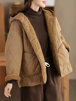 Johnature женские винтажные парки с капюшоном плюс зимние пальто теплые однотонные повседневные парки на пуговицах с карманами