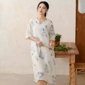 Johnature женские винтажные платья с цветочным принтом и v-образным вырезом с короткими рукавами, летнее женское платье трапециевидной формы высокого качества M розовый