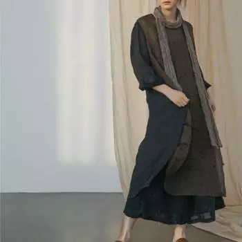 Johnature женские винтажные платья высокого качества с круглым вырезом и семью рукавами, весенние халаты, лоскутные свободные женские платья One Size чёрный