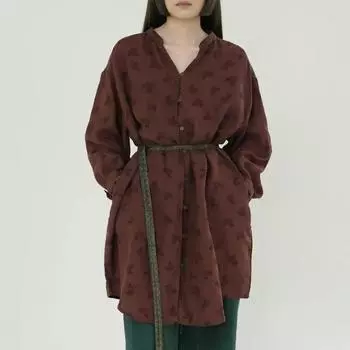 Johnature женские винтажные рубашки с цветочным принтом, топы, весенние блузки с v-образным вырезом и длинными рукавами на пуговицах, свободные рубашки в китайском стиле One Size кофейный