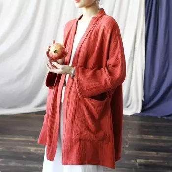 Johnature женские винтажные рубашки топы однотонные карманы мягкие осенние блузки рубашки с длинным рукавом и v-образным вырезом One Size темно-зеленого