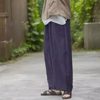 Женские винтажные шаровары Johnature, эластичные талии, однотонные весенние свободные женские повседневные брюки One Size темно-фиолетового