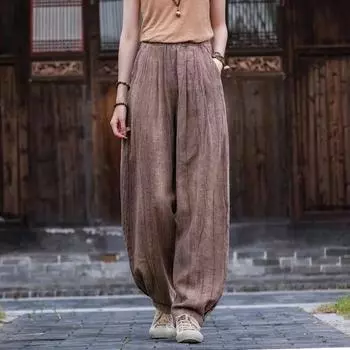 Johnature женские винтажные шаровары с принтом тай-дай свободные осенние брюки с эластичной резинкой на талии женские мягкие повседневные длинные брюки