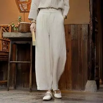 Johnature женские винтажные широкие брюки однотонные брюки на пуговицах весенние повседневные женские длинные брюки с мягкими карманами M кофейный