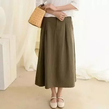 Johnature женские винтажные юбки однотонные весенние повседневные юбки трапециевидной формы с мягкими карманами на пуговицах M кофейный