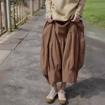 Johnature Женские винтажные юбки, однотонные весенние юбки с эластичной резинкой на талии высокого качества, женские юбки трапециевидной формы в китайском стиле