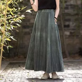 Johnature Женские винтажные юбки с эластичной талией в стиле тай-дай, летние свободные юбки А-силуэта в китайском стиле One Size кофейный