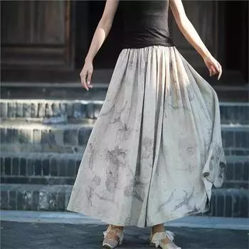 Johnature Женские винтажные юбки с эластичной талией, весенние свободные женские юбки в китайском стиле One Size