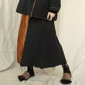 Johnature женские винтажные юбки высокого качества в стиле пэчворк Цветная одежда весенние женские юбки M чёрный