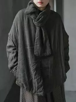 Johnature женские винтажные жаккардовые парки с цветочным принтом плюс хлопковые парки на пуговицах с длинными рукавами и шалевым воротником пальто зимние парки в китайском стиле One Size чёрный