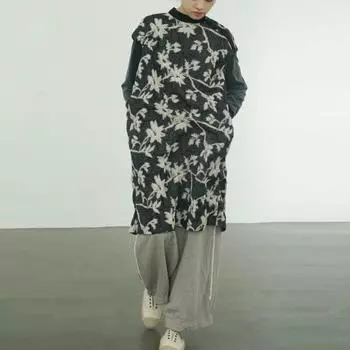 Johnature женские винтажные жаккардовые платья с цветочным принтом, хлопковые трикотажные мягкие халаты с круглым вырезом без рукавов, весеннее платье в китайском стиле M чёрный