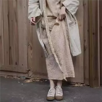 Johnature женские винтажные жаккардовые юбки трапециевидной формы с эластичной резинкой на талии летние однотонные женские юбки высокого качества M бежевый