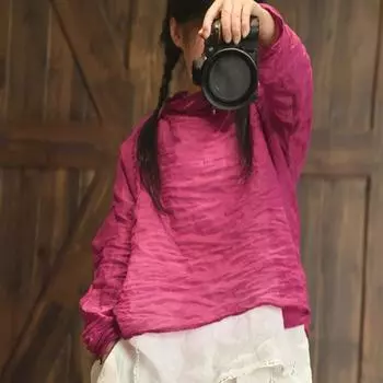 Johnature женские водолазки футболки с длинным рукавом однотонные весенние футболки весенние женские повседневные свободные футболки One Size темно-зеленого