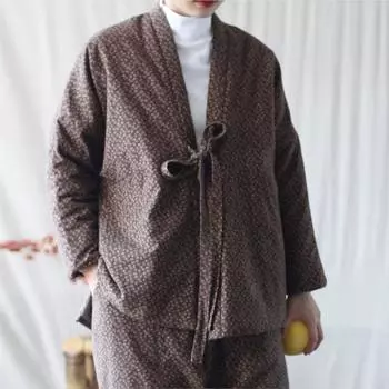 Johnature Женские зимние модные винтажные свободные повседневные пальто в китайском стиле с длинными рукавами и V-образным вырезом One Size кофейный