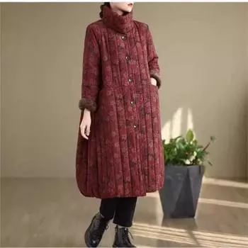 Johnature Женские зимние нишевые повседневные модные свободные однобортные пальто с длинными рукавами L