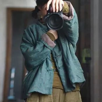 Johnature женские зимние парки в китайском стиле на пуговицах с длинными рукавами теплые пальто с цветочным принтом женские винтажные парки One Size кофейный