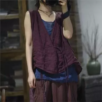 Johnature Женские Зимние Винтажные V-образные Вырезы Без Рукавов Модные Китайский Стиль Повседневные Личность Ретро Топы One Size зелёный