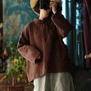 Johnature Женские зимние винтажные теплые топы с длинным рукавом и цветочным принтом из мягкого хлопка в китайском стиле для женщин One Size