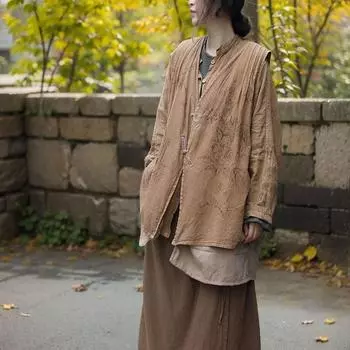 Johnature Женский осенний модный жилет Devise Personality Vest Niche Casual Print Китайский стиль V-образный вырез жилет One Size