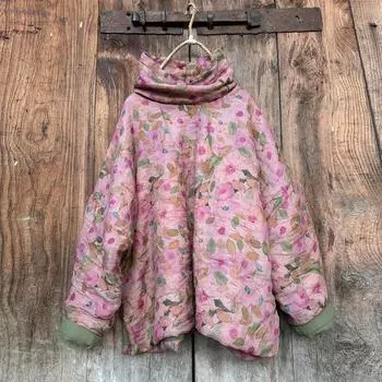 Johnature Женский винтажный пуловер с цветочным принтом и длинным рукавом Зимние женские топы в китайском стиле One Size