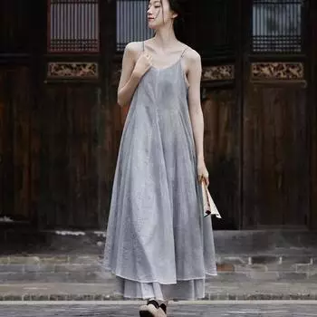 Johnature женское летнее платье без рукавов в стиле пэчворк, летнее хлопковое платье с распылением краски, женское платье на бретельках One Size чёрный