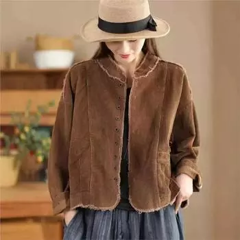 Johnature Женское Осеннее Длинные Рукава Повседневный Винтаж Длинные Рукава Пальто Niche Однобортный Личность Пальто One Size