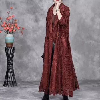 Johnature Женское Осеннее Индивидуальное Модное Двубортное Пальто Нишевая Вышивка Корейское Однотонное Пальто One Size чёрный