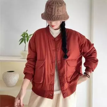 Johnature Женское осеннее однотонное повседневное пальто с круглым вырезом и спиральным узором, свободное однобортное пальто с длинными рукавами One Size чёрный