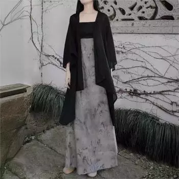 Johnature Женское осеннее ретро свободное нестандартное пальто в китайском стиле винтажное расклешенное рукава однотонное повседневное пальто One Size